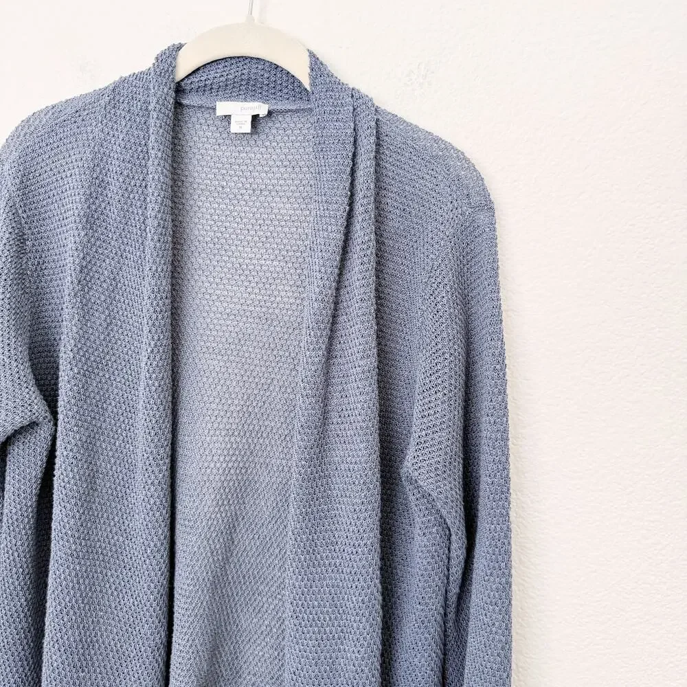 [J. Jill] Pure Jill Blue Gray Linen Blend Open Front Cardigan Sweater Sz Medium